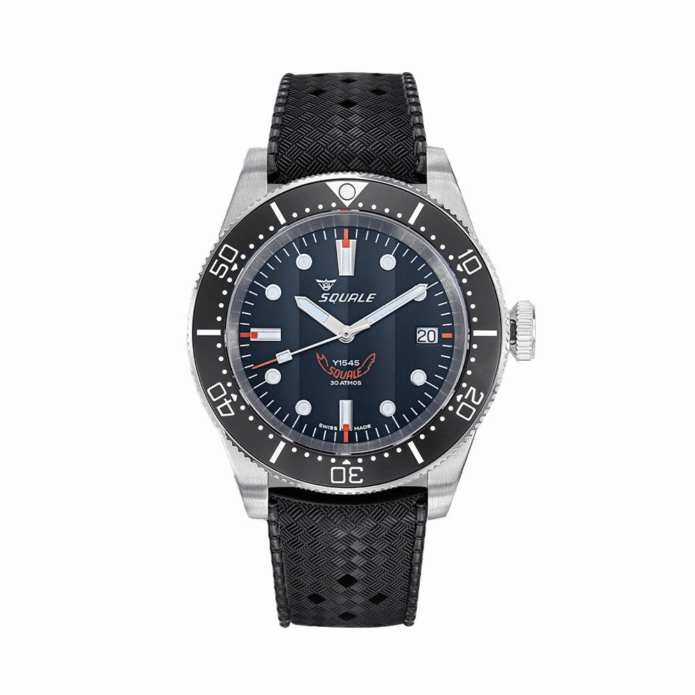 1545 Steel 40mm - Black on Rubber Strap