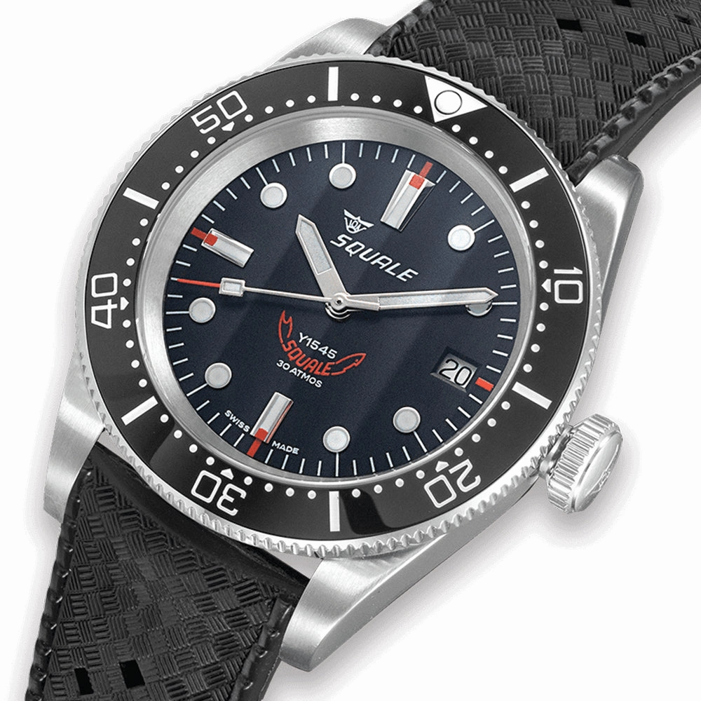 1545 Steel 40mm - Black on Rubber Strap