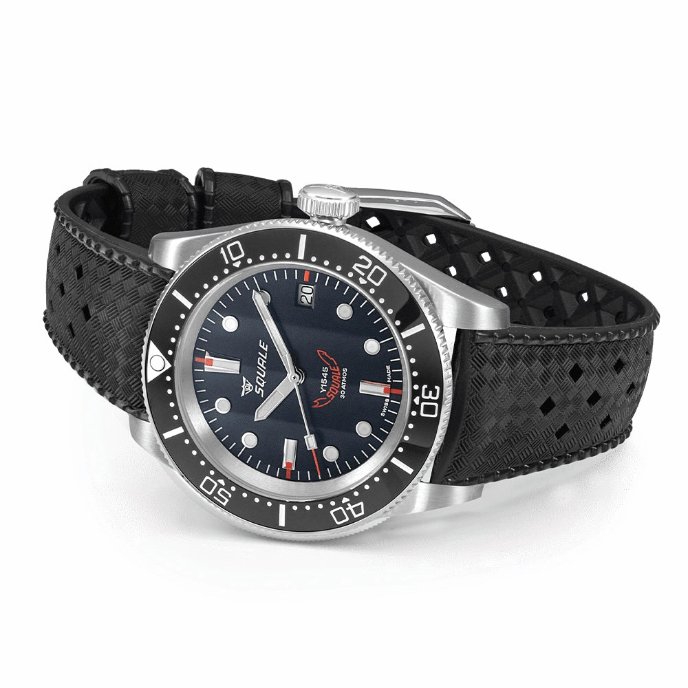 1545 Steel 40mm - Black on Rubber Strap
