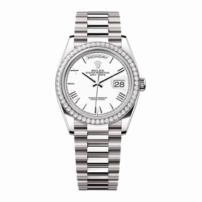 2024 Release Rolex Day-Date 36 mm | 18k white gold President bracelet | White dial Diamond bezel | Men's Watch 128349RBR
