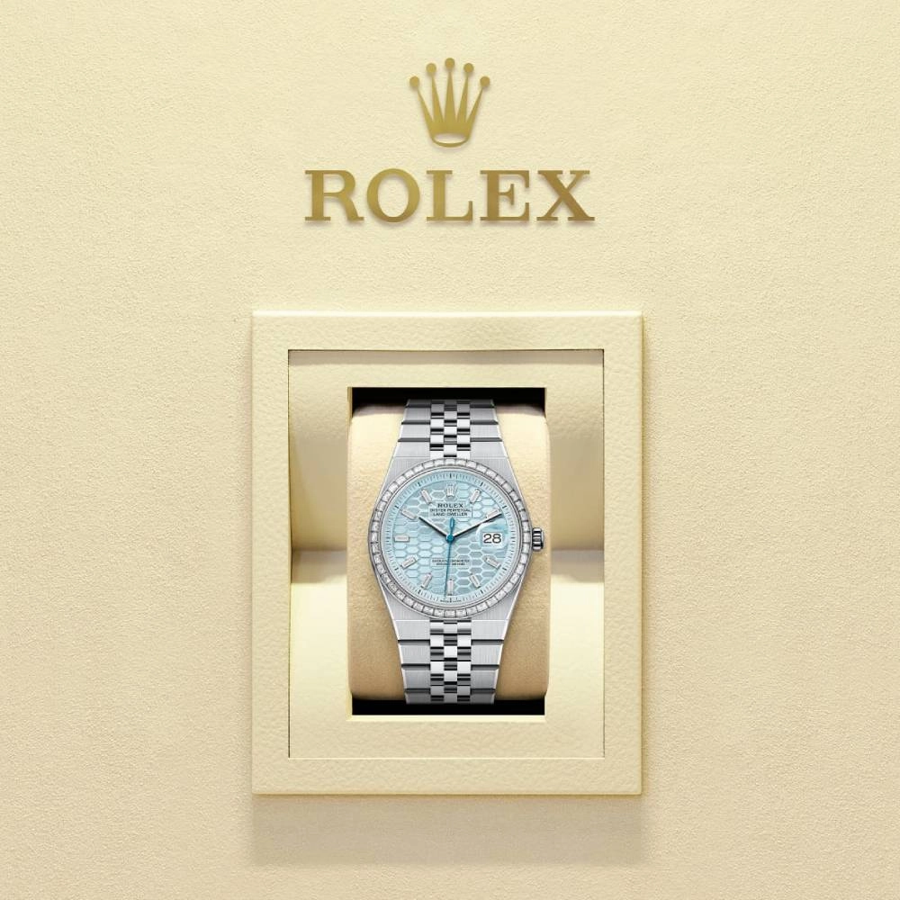 2025 Model Rolex Land-Dweller 36mm - Ref: 127286tbr-0001 - Ice blue Motif Dial, Platinum Flat Jubilee Bracelet Watch