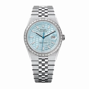2025 Model Rolex Land-Dweller 40 mm - Ref: 127386tbr-0001 - Ice blue Motif Dial, Platinum Flat Jubilee Bracelet Watch
