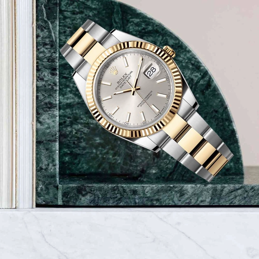 2025 Unworn Rolex Datejust 41mm - Ref: 126333-0001 - Silver Diamond Dial, Two Tone Stainless Steel & 18K Yellow Gold Oyster Bracelet Men's Watch
