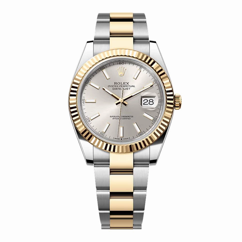 2025 Unworn Rolex Datejust 41mm - Ref: 126333-0001 - Silver Diamond Dial, Two Tone Stainless Steel & 18K Yellow Gold Oyster Bracelet Men's Watch