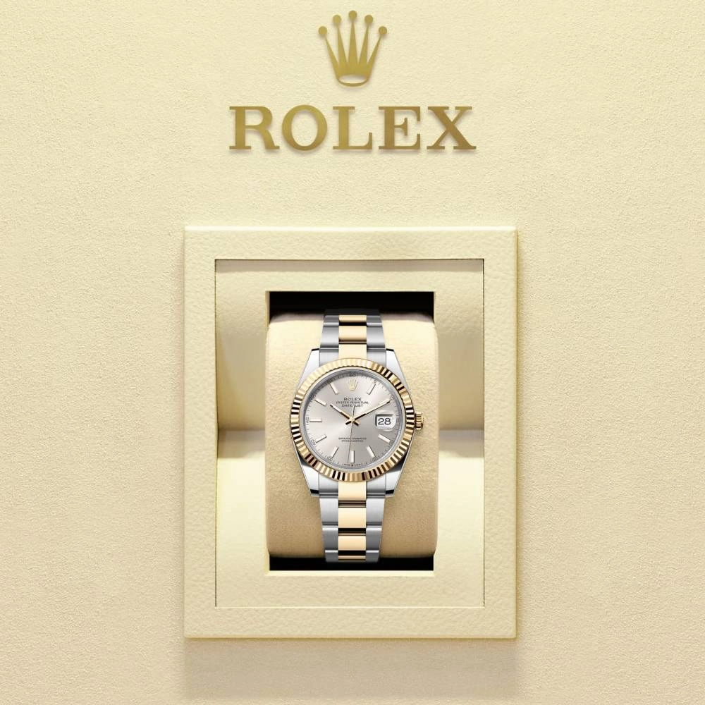 2025 Unworn Rolex Datejust 41mm - Ref: 126333-0001 - Silver Diamond Dial, Two Tone Stainless Steel & 18K Yellow Gold Oyster Bracelet Men's Watch