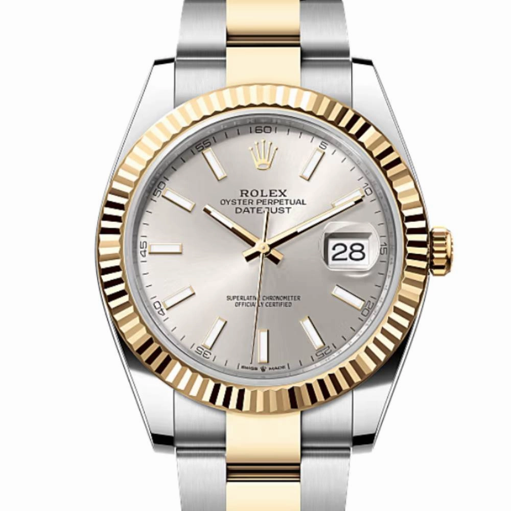 2025 Unworn Rolex Datejust 41mm - Ref: 126333-0001 - Silver Diamond Dial, Two Tone Stainless Steel & 18K Yellow Gold Oyster Bracelet Men's Watch