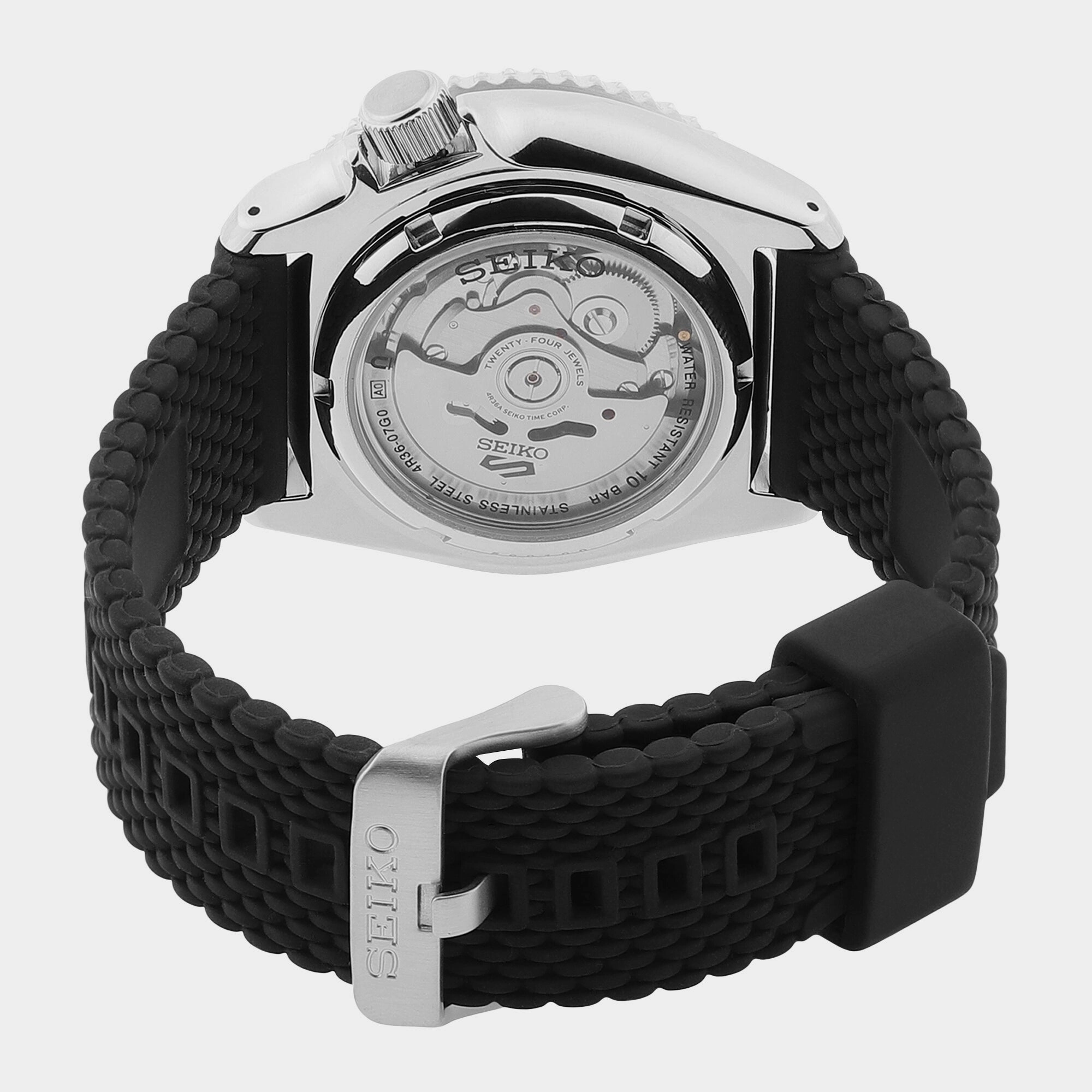 5 Sports Men Automatic Black Dial Analog Silicone Watch SRPD73K2