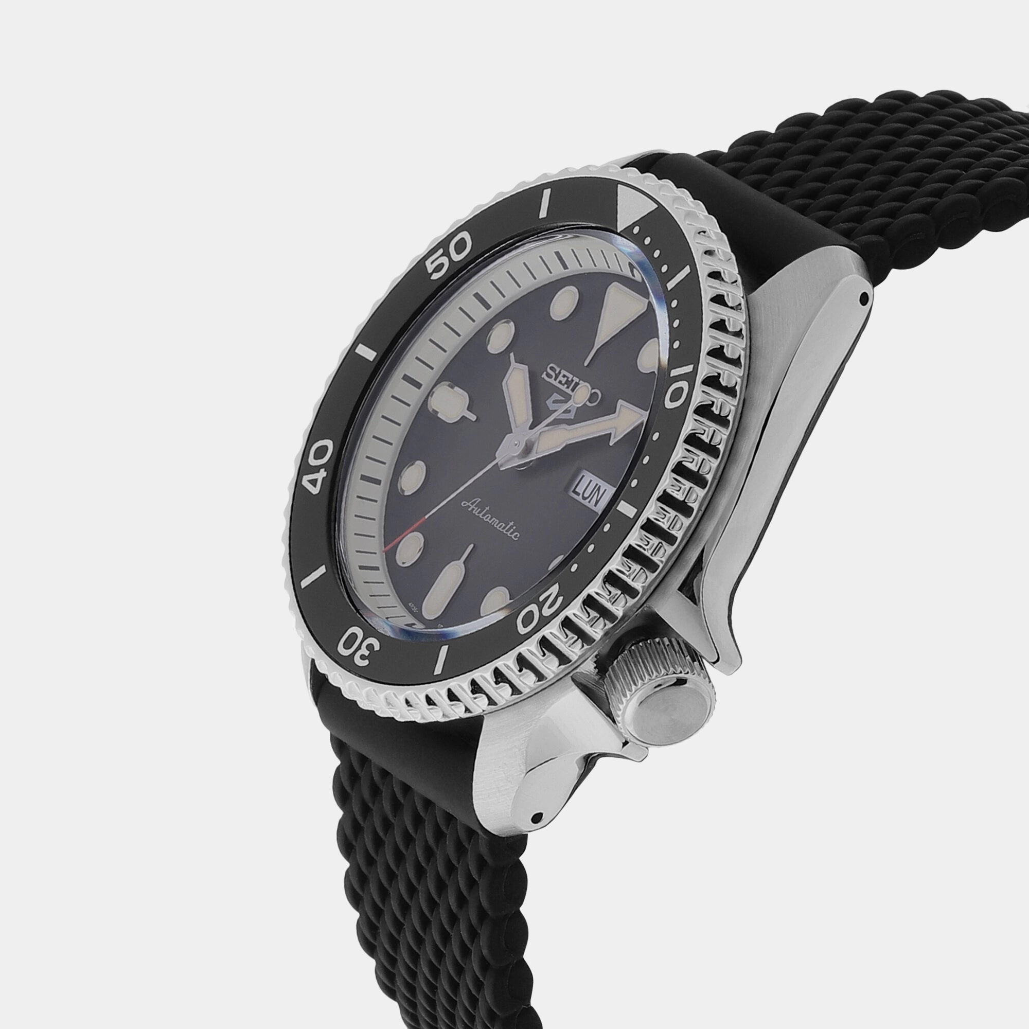 5 Sports Men Automatic Black Dial Analog Silicone Watch SRPD73K2