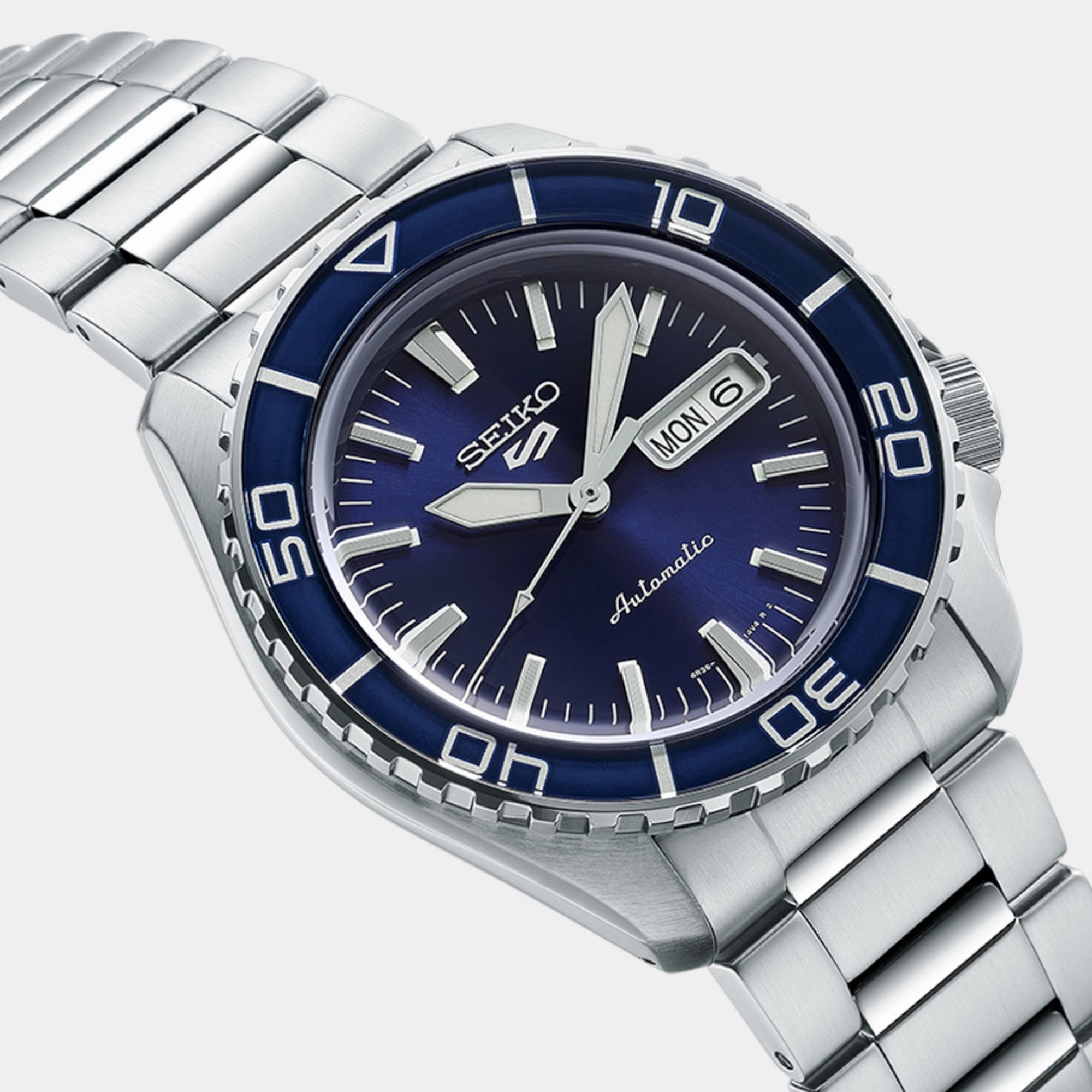 5 Sports Men Automatic Blue Dial Analog Stainless Steel Watch SRPK97K1