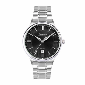 Accurist Classic Mens Watch 73006 Stainless Steel with Black Dial