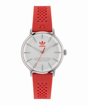 Adidas Code One 38mm White Dial Red Silicone Strap Watch AOSY23024