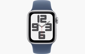 Apple Watch SE GPS 44Mm, Silver Aluminium Case with Denim Sport Band, S/M
