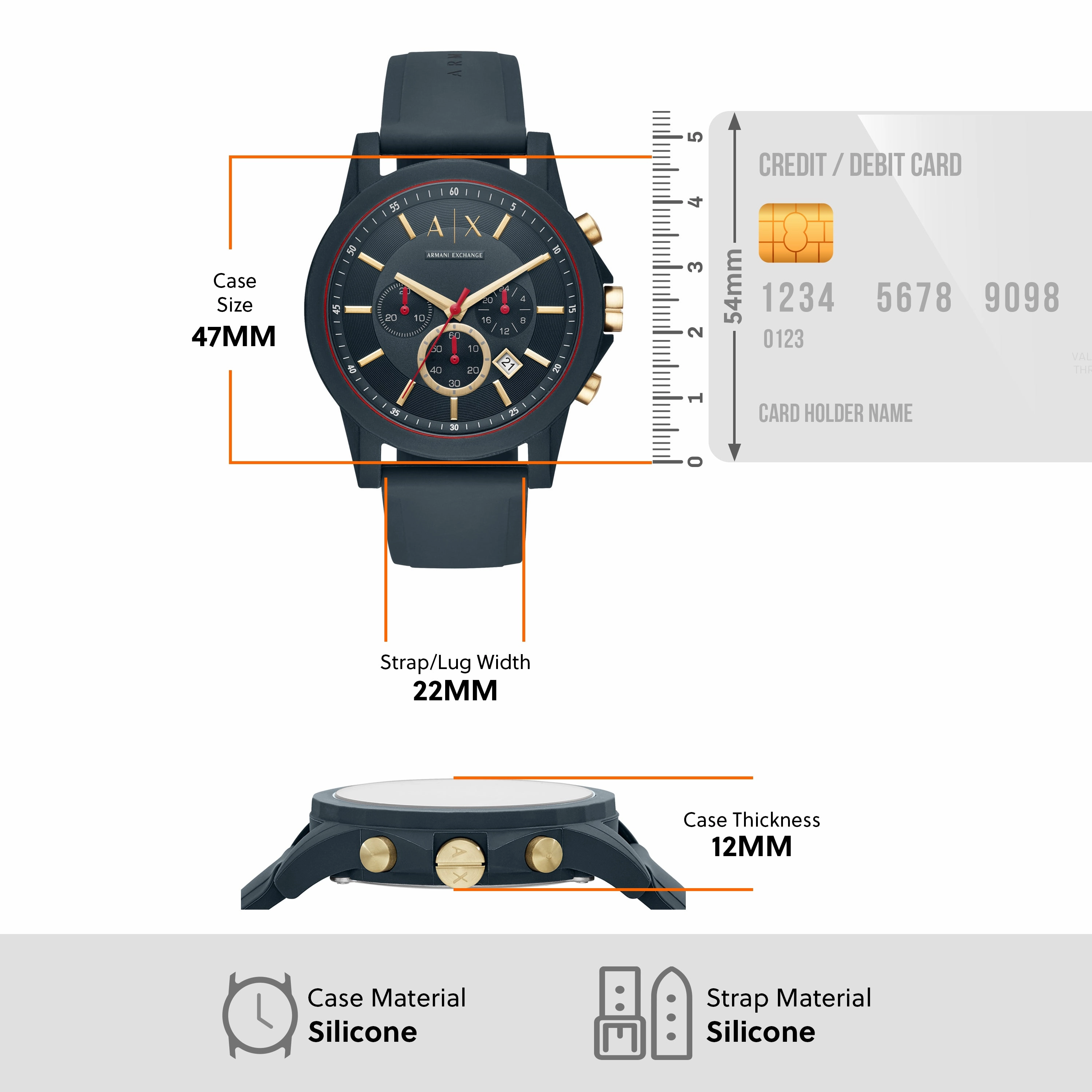 Armani Exchange Blue Silicone Chronograph Watch AX1335