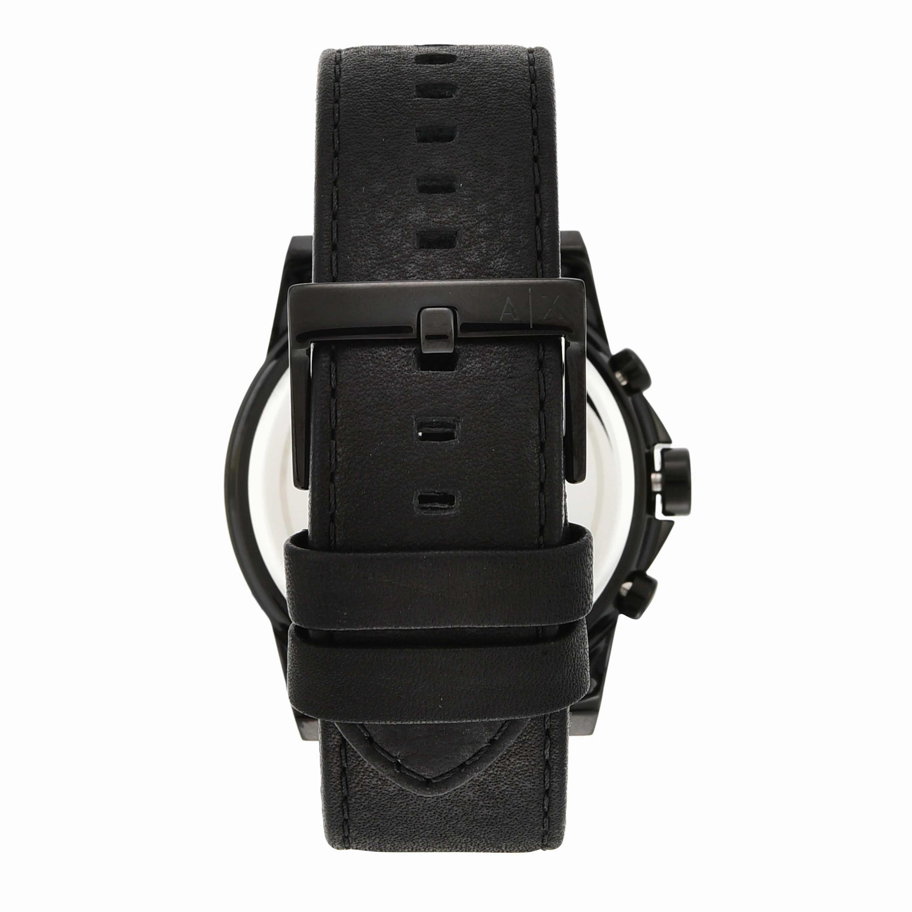 Armani Exchange Men's Black Chronograph Watch with Leather Band AX2098