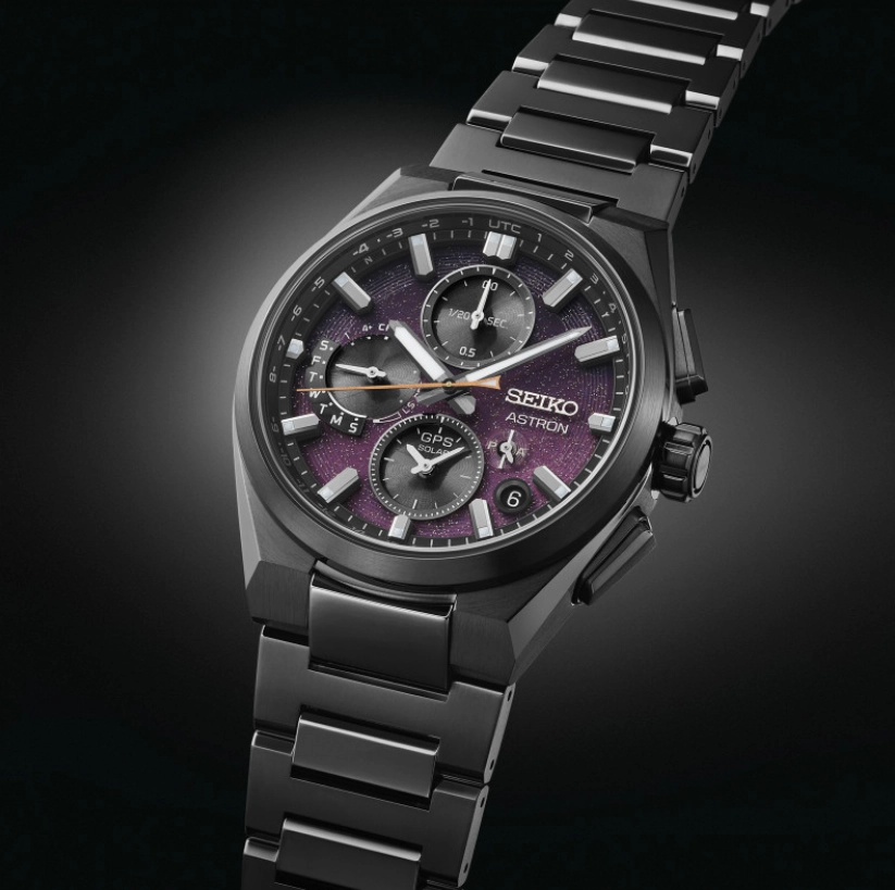 Astron Yozakura Cherry Blossom by Night - Limited Edition Men Solar Purple Dial Chronograph Stainless Steel Watch SSH171J1