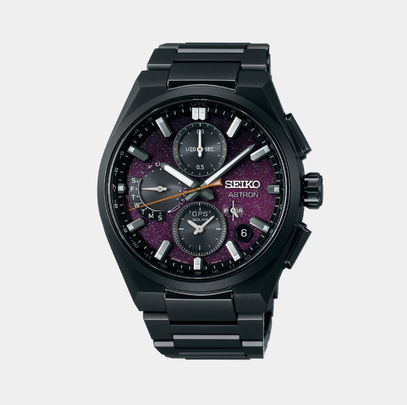 Astron Yozakura Cherry Blossom by Night - Limited Edition Men Solar Purple Dial Chronograph Stainless Steel Watch SSH171J1