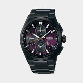Astron Yozakura Cherry Blossom by Night - Limited Edition Men Solar Purple Dial Chronograph Stainless Steel Watch SSH171J1