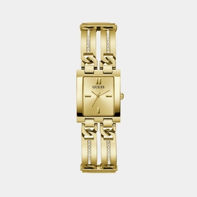 Bejeweled Women Quartz Champagne Dial Analog Recycled Steel Watch GW0668L2