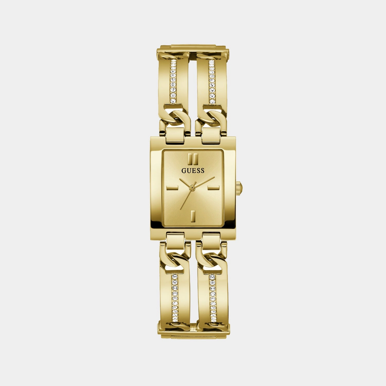 Bejeweled Women Quartz Champagne Dial Analog Recycled Steel Watch GW0668L2