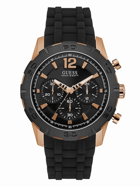 Black And Rose Gold-Tone Silicone Watch