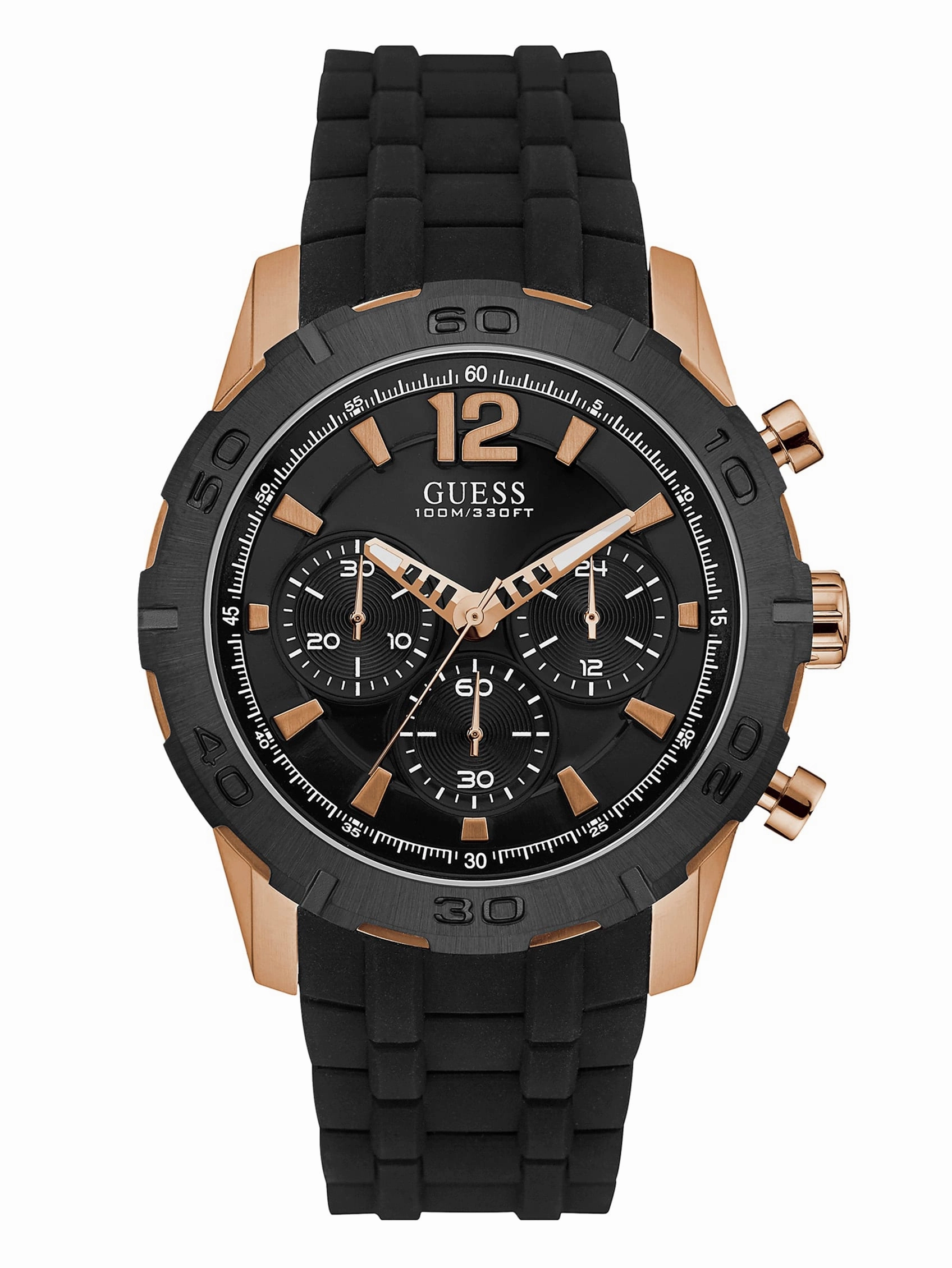 Black And Rose Gold-Tone Silicone Watch