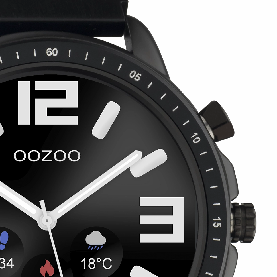 Black OOZOO smartwatch with black metal mesh bracelet - Q00309