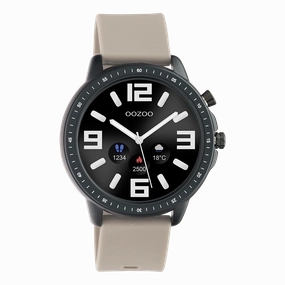 Black OOZOO smartwatch with taupe rubber strap - Q00330