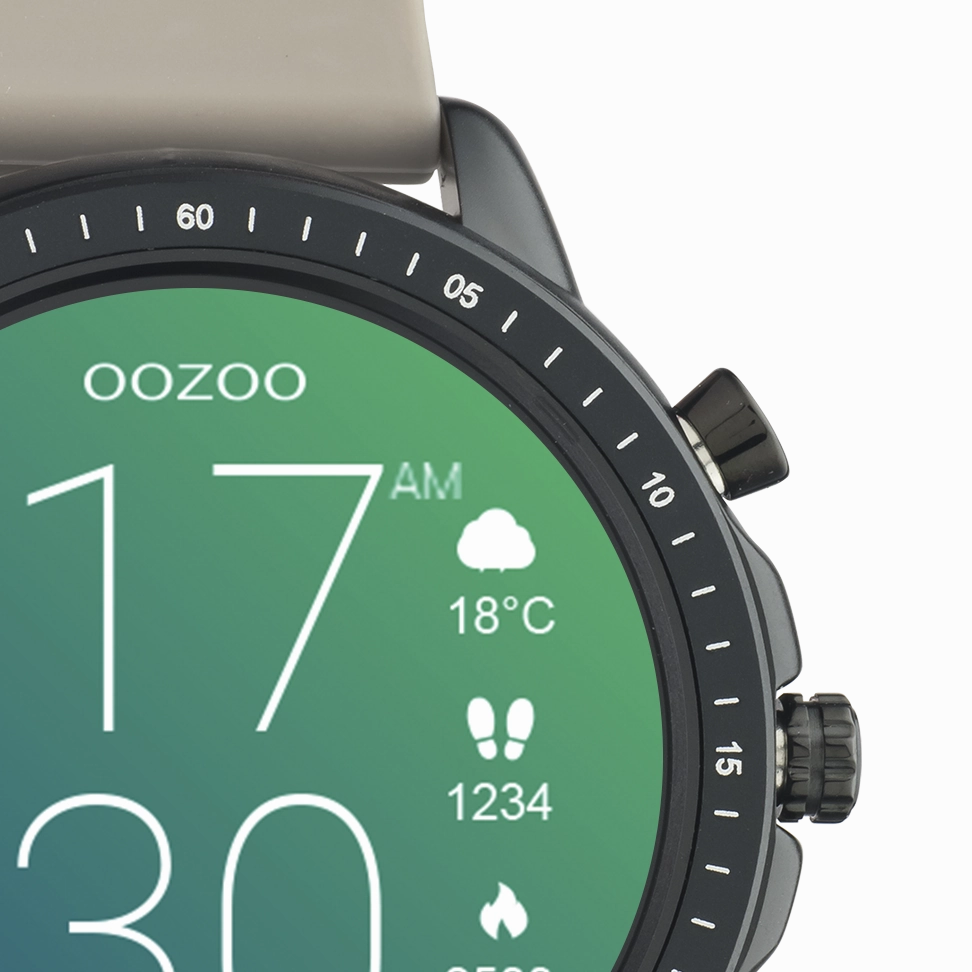 Black OOZOO smartwatch with taupe rubber strap - Q00330