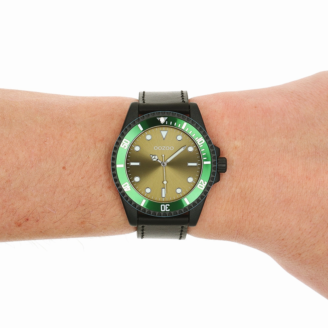 Black OOZOO watch with leather strap - C11117