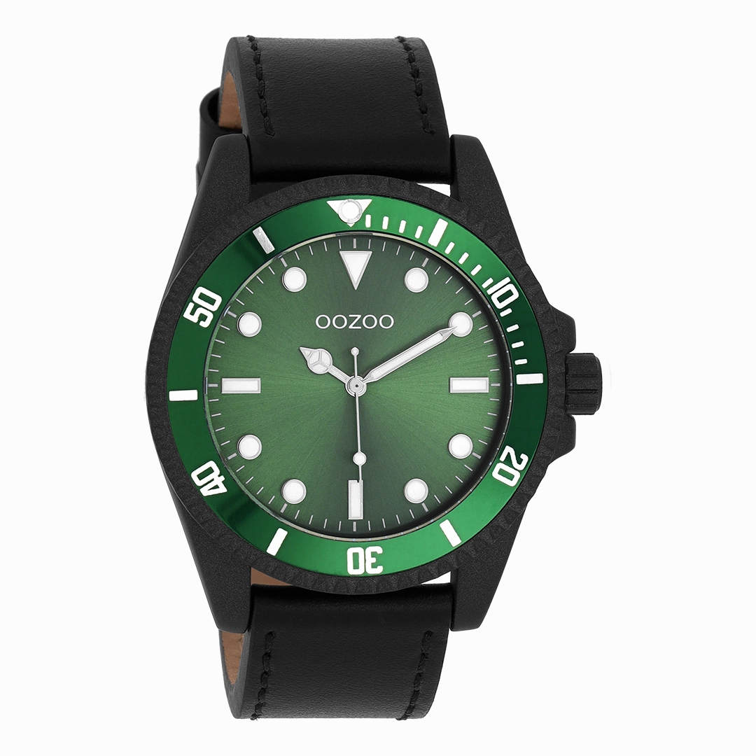 Black OOZOO watch with leather strap - C11117