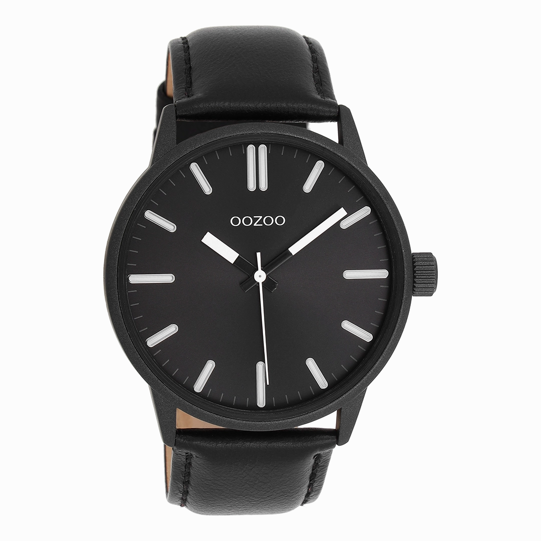 Black OOZOO watch with leather strap - C11404