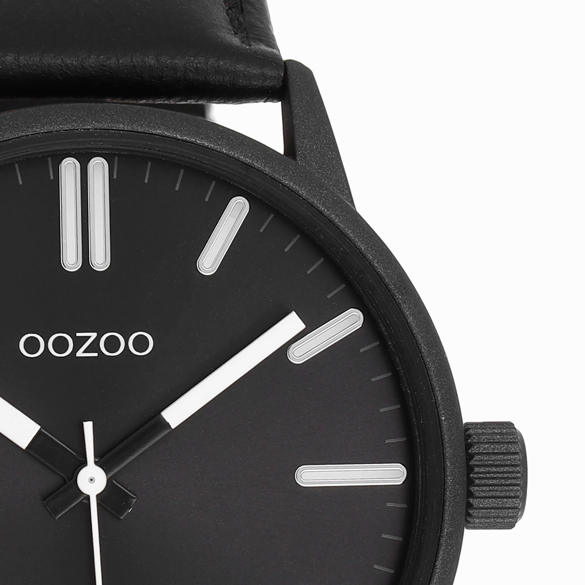 Black OOZOO watch with leather strap - C11404