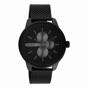 Black OOZOO watch with metal mesh bracelet - C11019