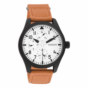 Black OOZOO watch with orange velcro strap - C11005