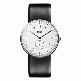 BN0024 Braun gents classic watch - white dial and black leather strap