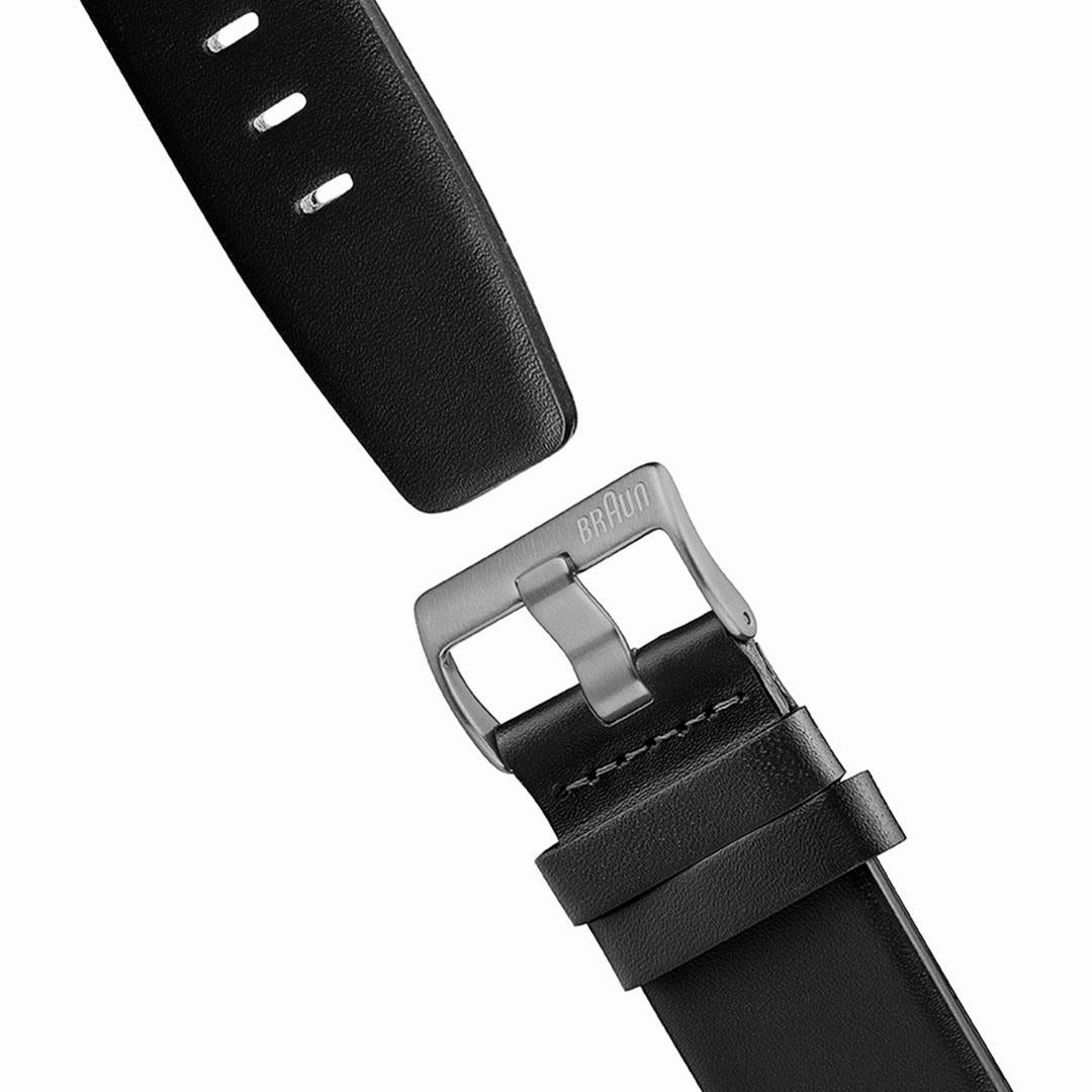 BN0024 Braun gents classic watch - white dial and black leather strap