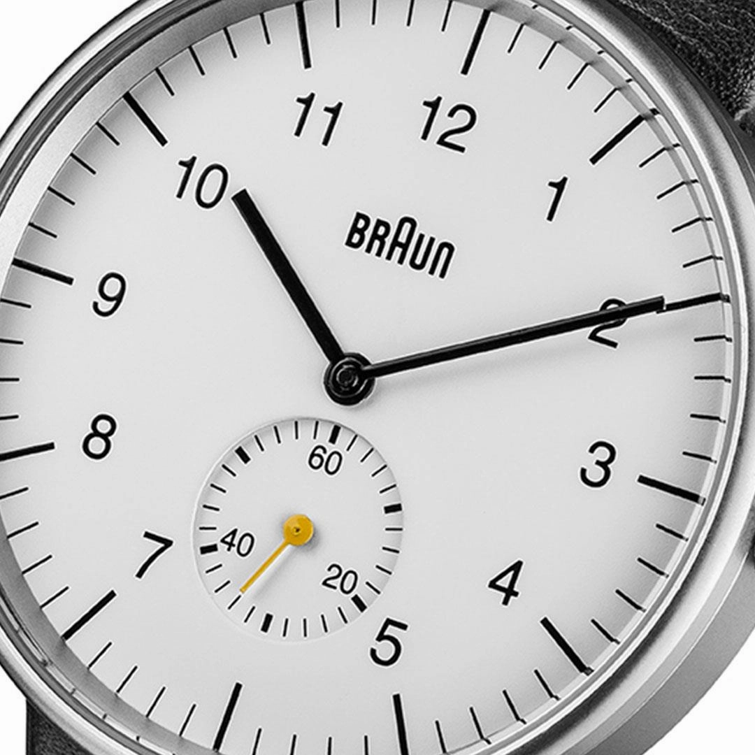 BN0024 Braun gents classic watch - white dial and black leather strap