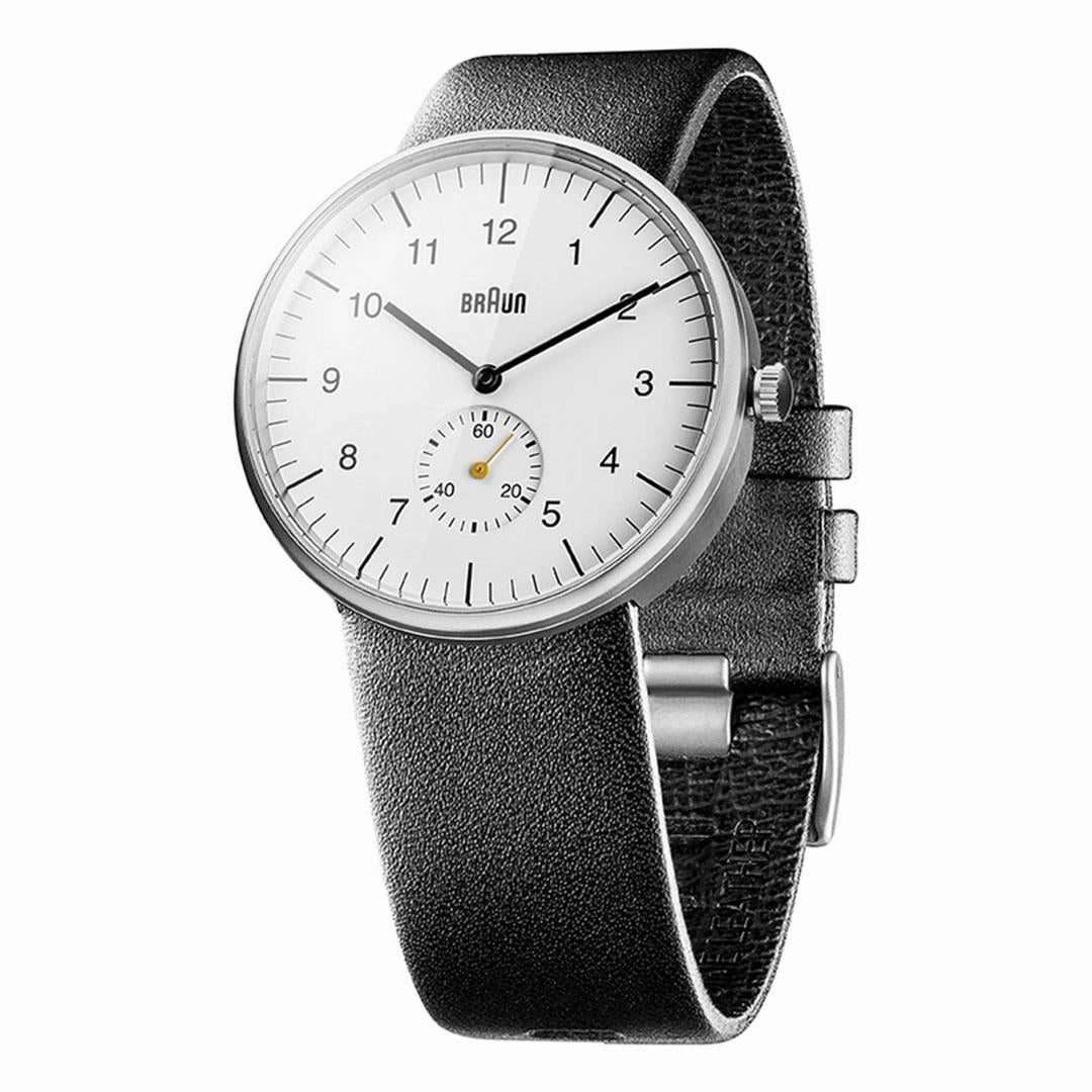 BN0024 Braun gents classic watch - white dial and black leather strap