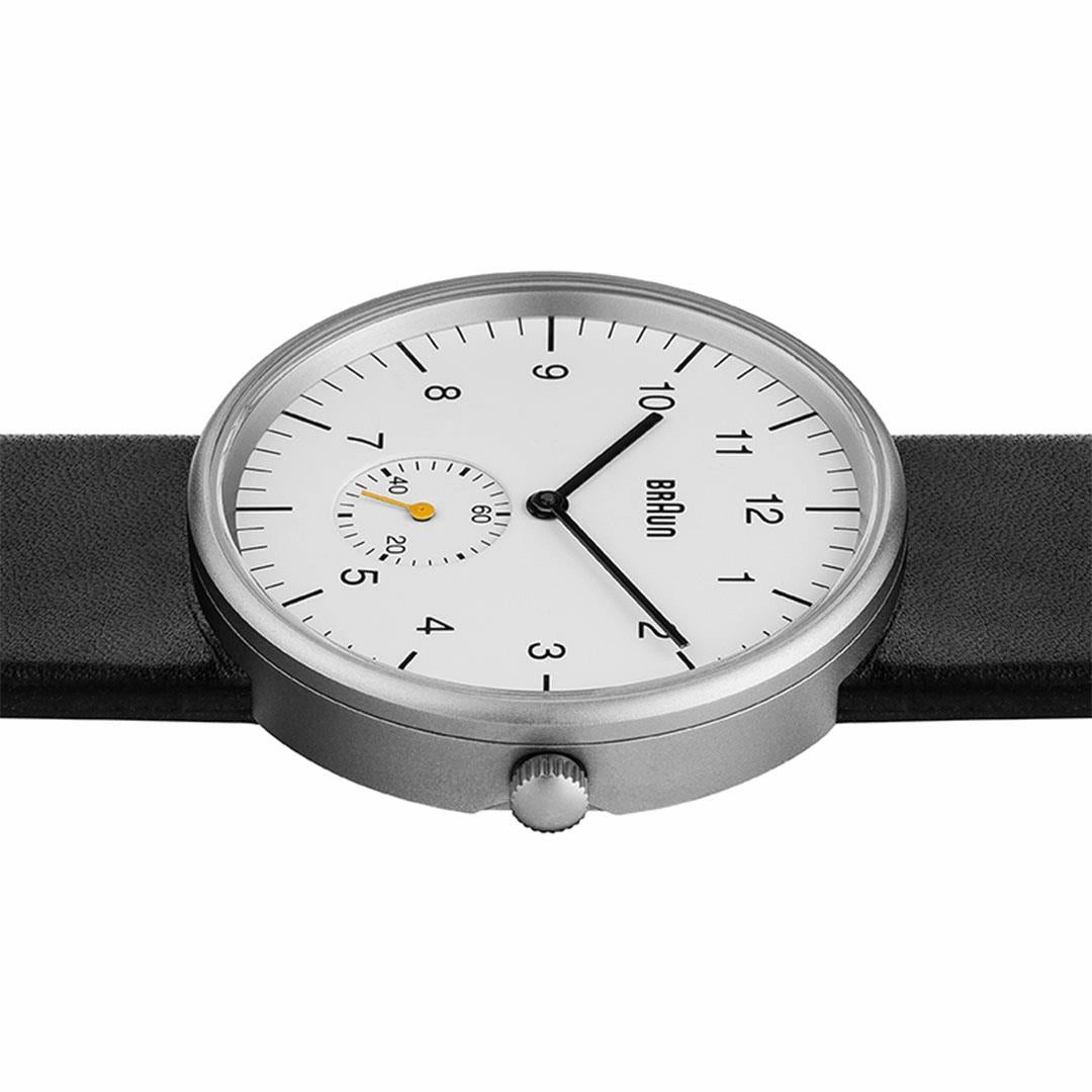BN0024 Braun gents classic watch - white dial and black leather strap