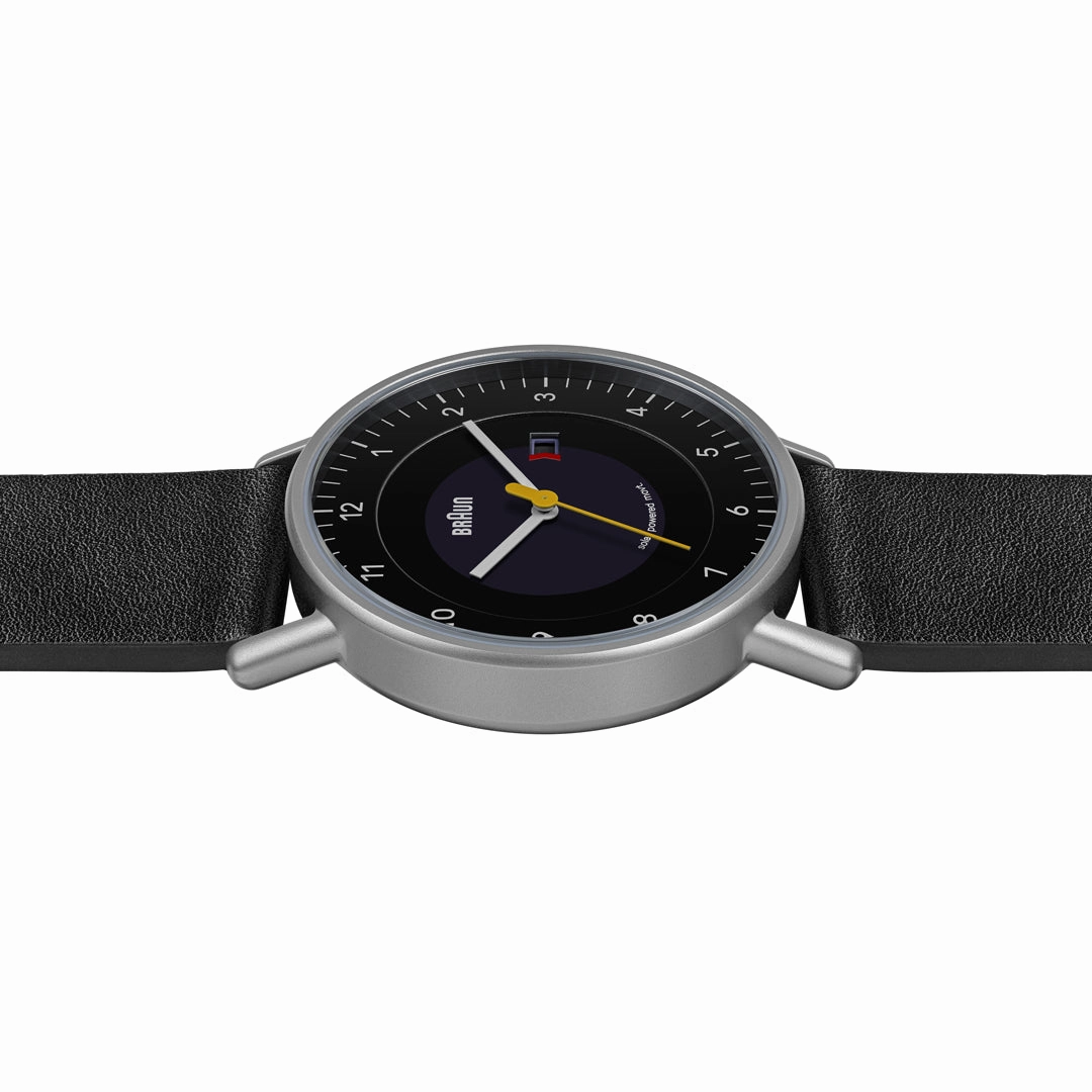 BN0301 Braun gents solar watch - black dial and black leather strap