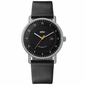 BN0301 Braun gents solar watch - black dial and black leather strap
