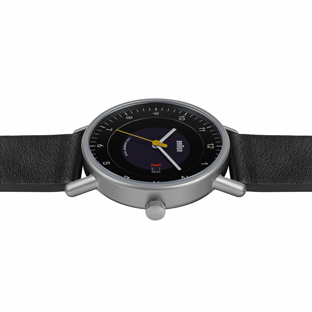 BN0301 Braun gents solar watch - black dial and black leather strap