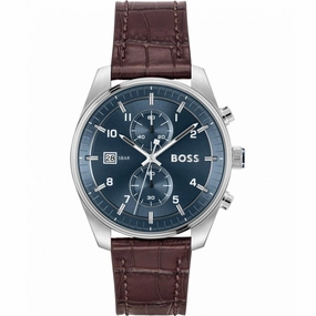 Boss Watches Skytraveller Mens Leather Strap Watch 1514194