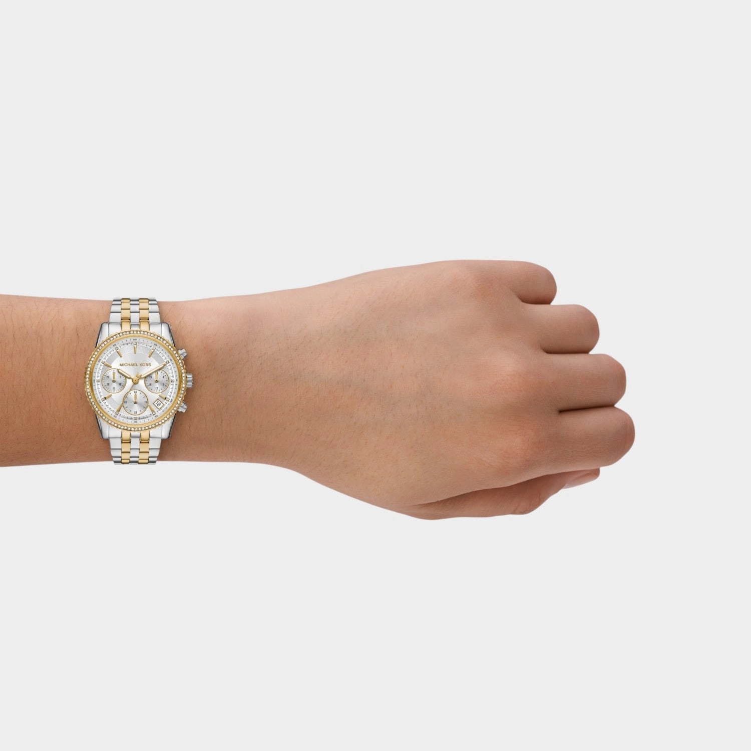 Bryant Women Quartz White Dial Chronograph Stainless Steel Watch MK7532
