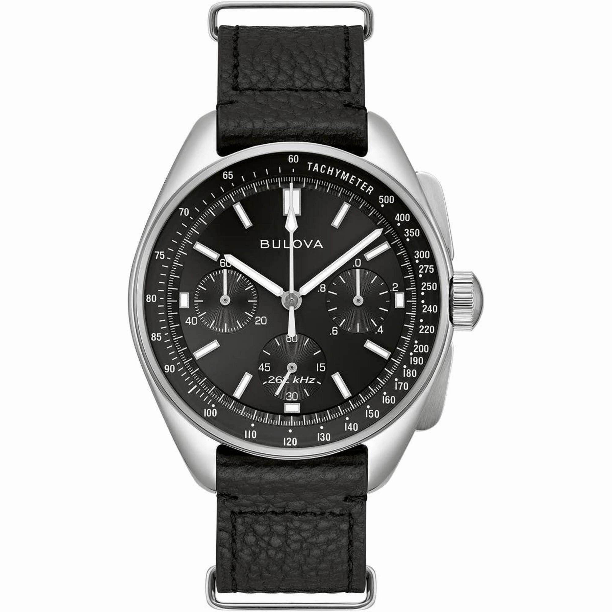 Bulova Men's Watch - Lunar Pilot Quartz Chronograph Black Dial Bracelet | 96K111