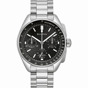Bulova Men's Watch - Lunar Pilot Quartz Chronograph Black Dial Bracelet | 96K111
