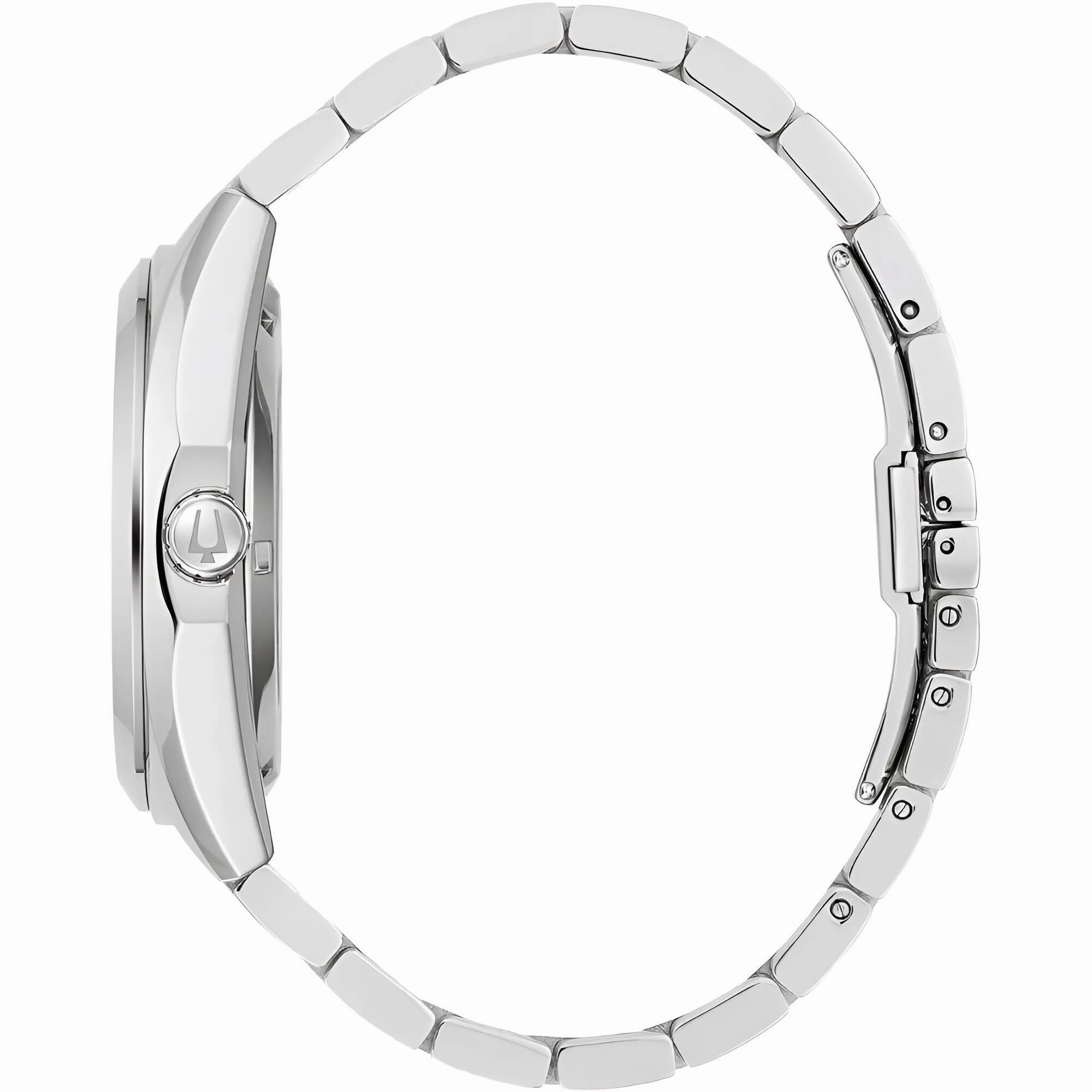 Bulova Men's Watch - Surveyor Automatic Open Heart Blue Dial Silver Bracelet | 96A275