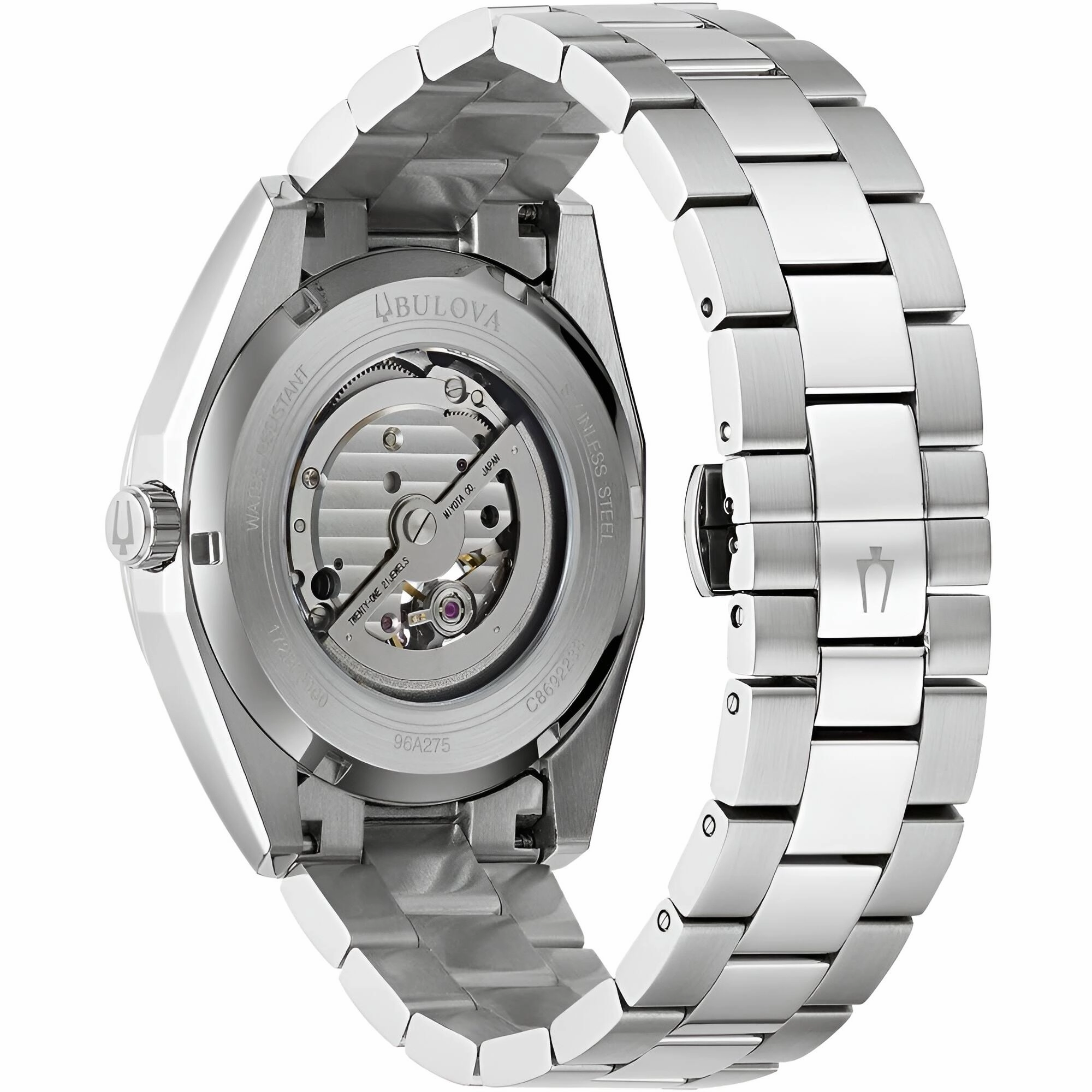 Bulova Men's Watch - Surveyor Automatic Open Heart Blue Dial Silver Bracelet | 96A275