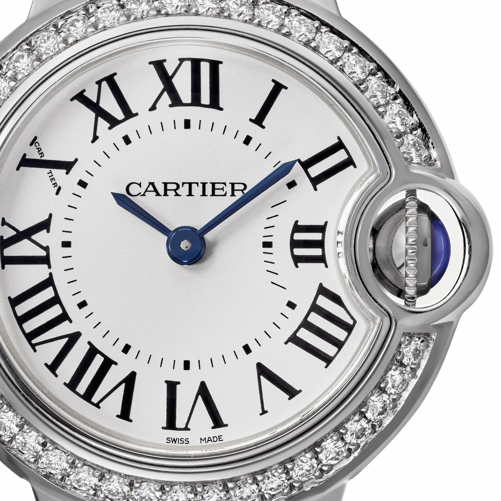 Cartier Ballon Bleu Stainless Steel Opaline Dial Diamonds Quartz Womens Watch W4BB0015