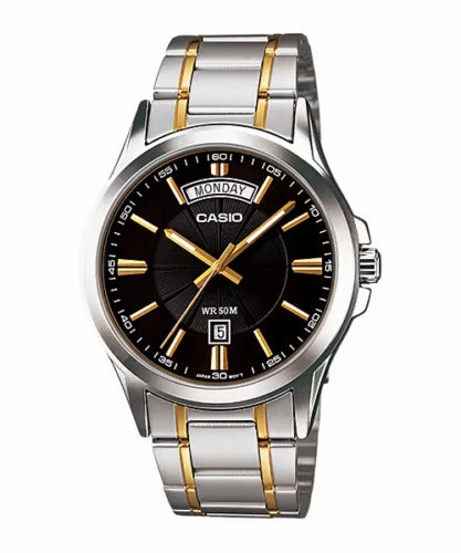 Casio Analog Day-Date Two Tone Dial Watch MTP1381G-1A